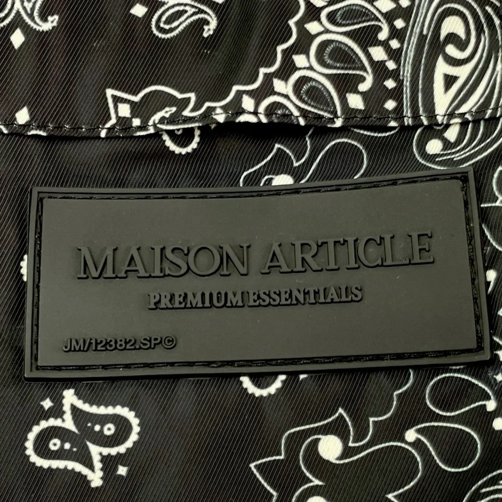 Maison Article Men's Black White Paisley Printed Swim Trunks Shorts Size XL